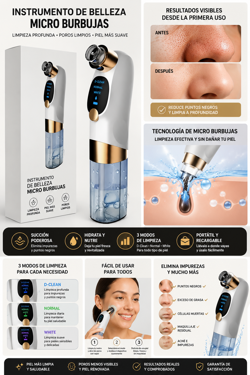 D-CLEAN MICRO BUBBLE (EXTRACTOR DE PUNTOS NEGROS)