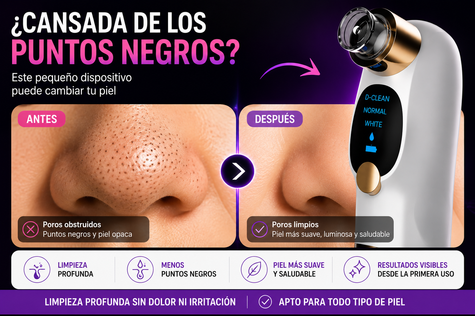 D-CLEAN MICRO BUBBLE (EXTRACTOR DE PUNTOS NEGROS)